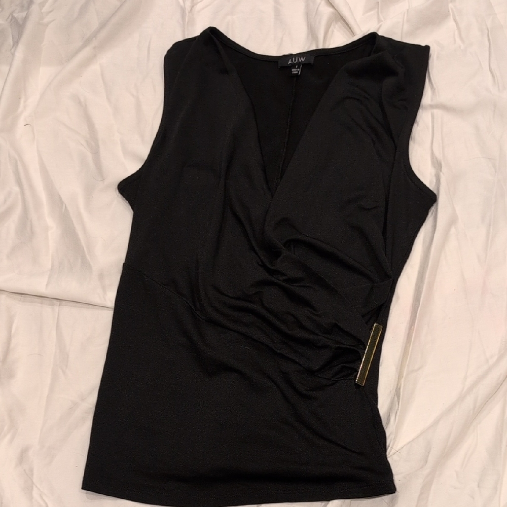 AUW Black Wrap Tank Top